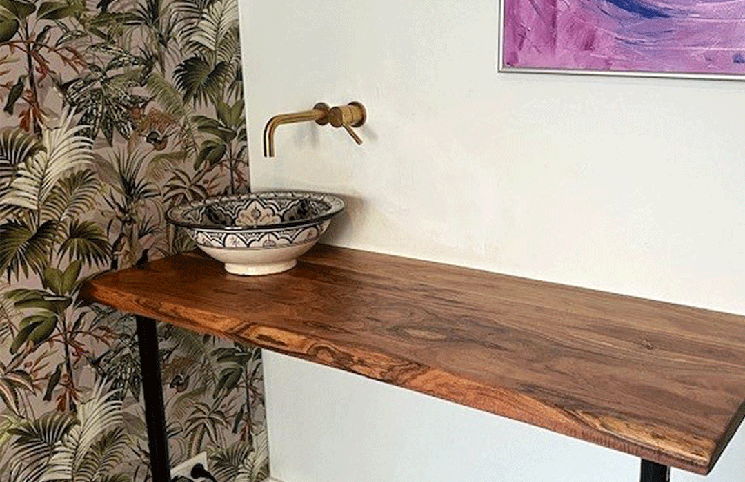 Maatwerk waskom afbouw sallon design kraan montage italiaanse waskom installatie